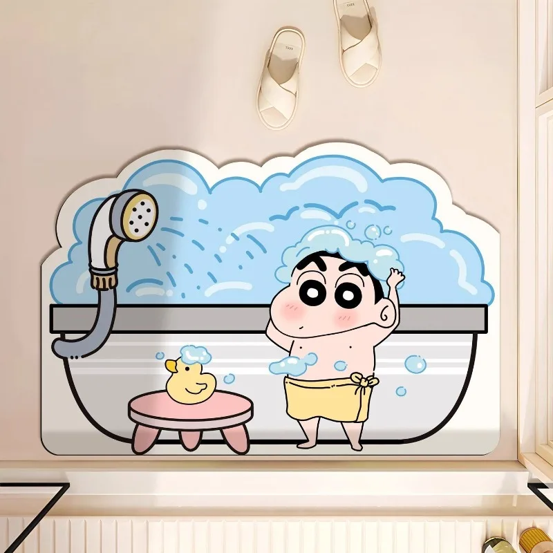 Crayon Shinchan Badezimmermatte, rutschfester, saugfähiger, schnell trocknender Teppich für den Toiletteneingang und die Dusche