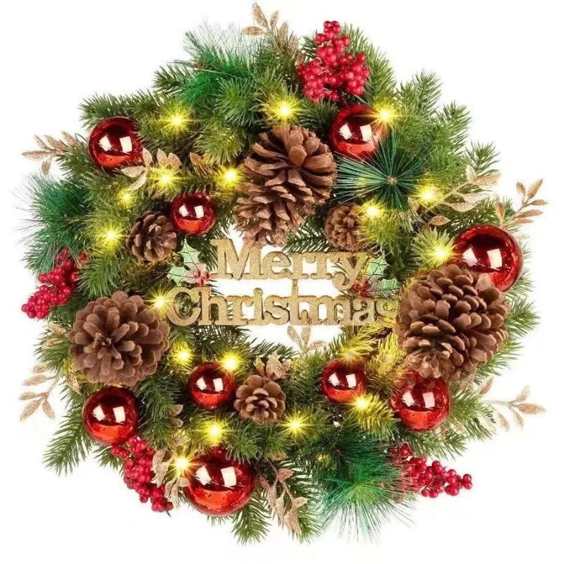 Christmas Wreath Pine Needle Indoor Outdoor Front Door Green Decoration