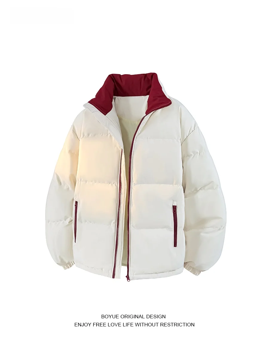 

Зимняя хлопковая куртка Boyue с контрастным воротником, модная, простая, универсальная, унисекс, теплая, толстая, с длинными рукавами