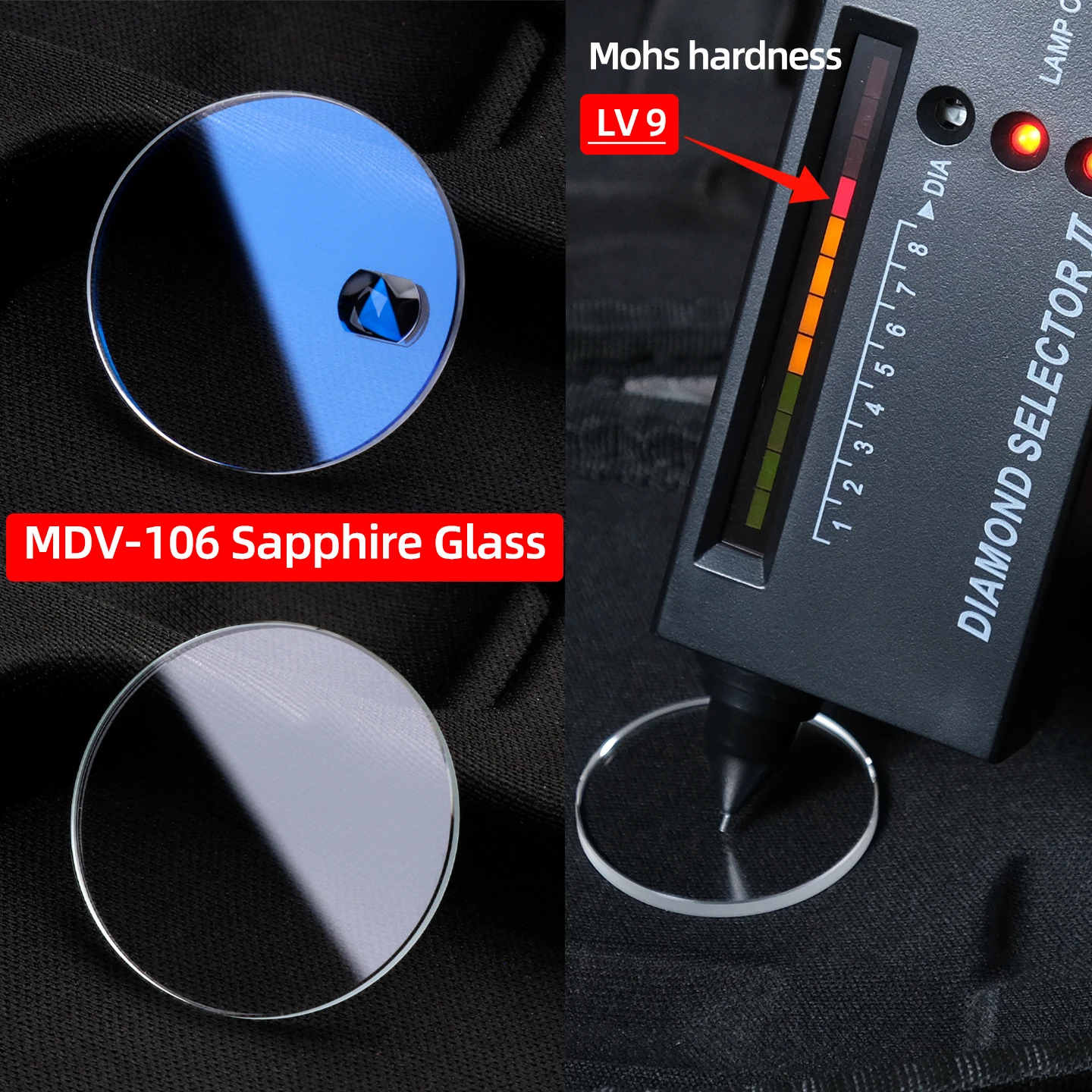  MDV-106 Sapphire glass For Casio Duro MDV106 Dolphin 200M Diver Watch crystal Transparent Red Blue Light Calendar Window Lens