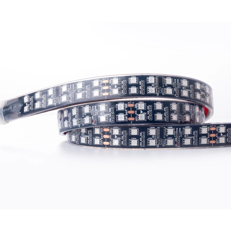 Dual Row TM1812 Addressable LED Strip Black PCB 5050 Digital Double Row RGB LED Tape DC12V IP20/IP67 Waterproof