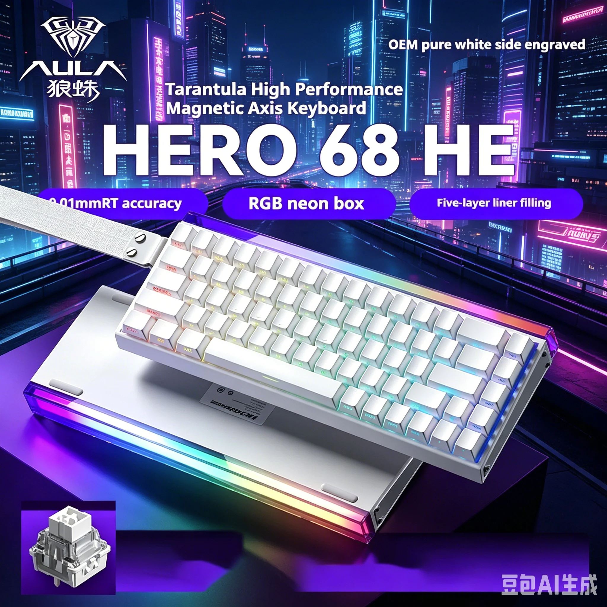 New AULA HERO 68HE INSTOCK 3-Mode Magnetic Switch Gaming Keyboard&Mouse E-sport Custom Mechanical Wired Keyboard Accessories