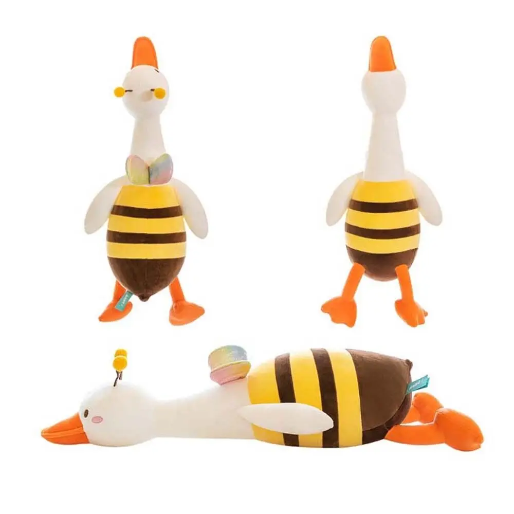 Turns Into Bee Knee Pillow Appease Toy Sleep Toy Home Decoration Stuffed Toys White Goose Plush Toy Bee Plush Doll Plush Pillow