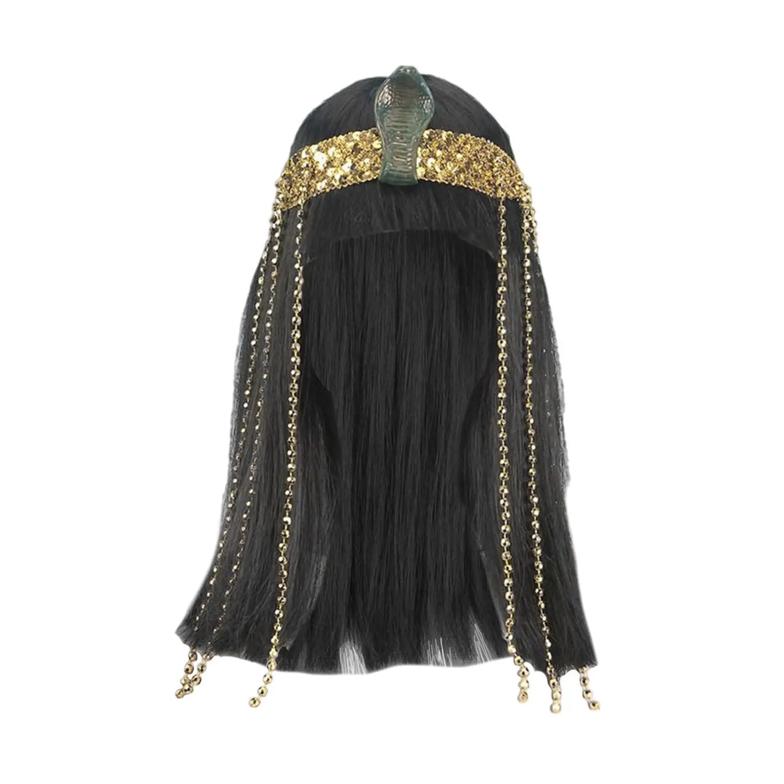 

Black Cleopatra Wig Lightweight Elegant Instant Wear with Bangs Straight Hair Bob Outfit for Carnival Celebrations Halloween