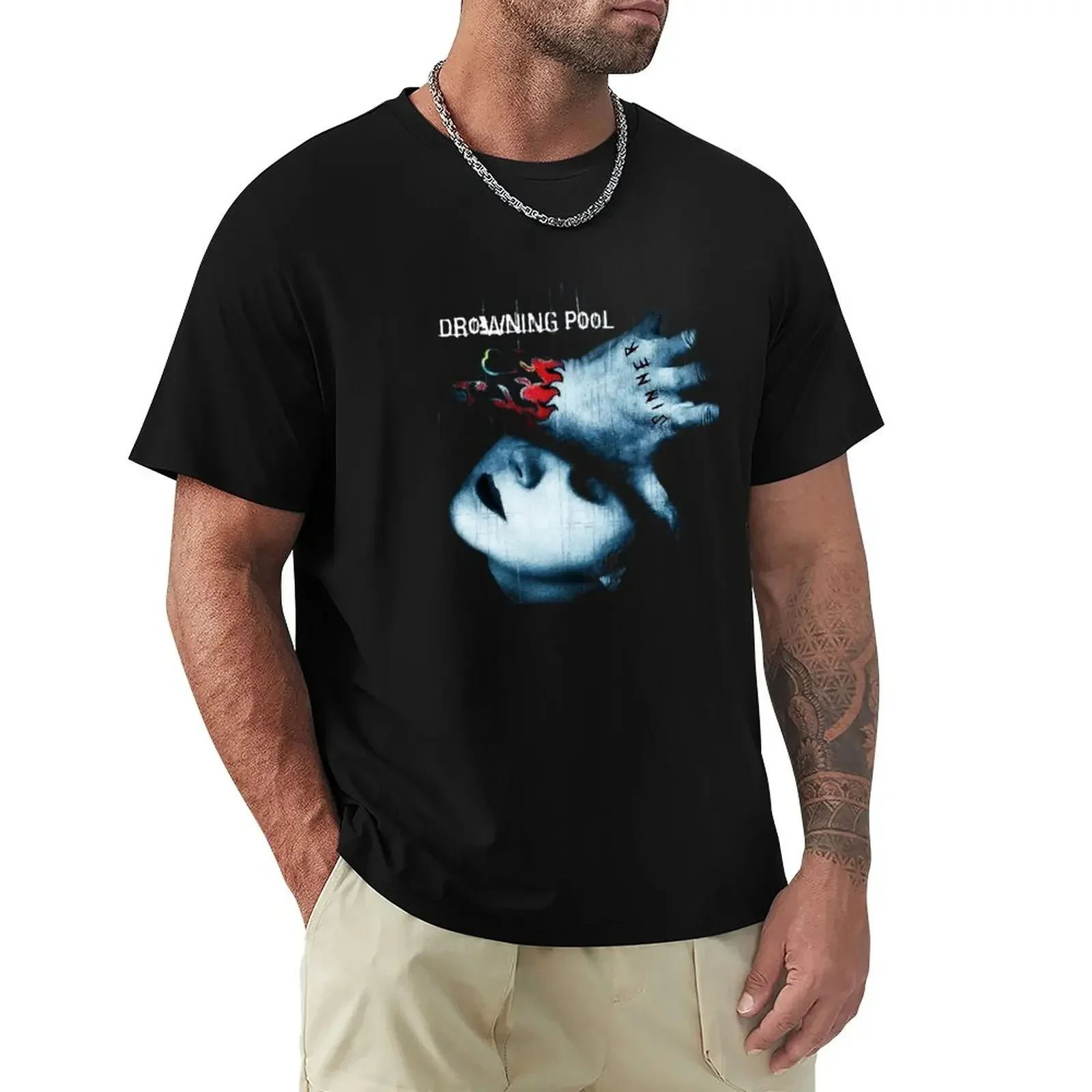 Drowning Pool the favorite band rock american T-Shirt summer top shirts graphic tee quick-drying blacks t shirt for men