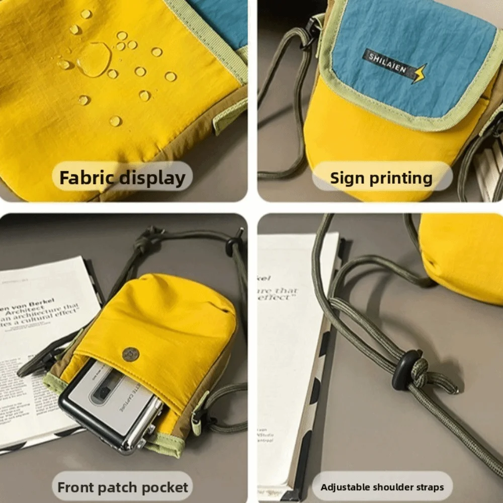 الرجال المحفظة النايلون حقيبة كروسبودي حامل بطاقة مقاوم للماء الرياضة حقيبة الهاتف الكورية نمط البنك بطاقة المنظم محفظة نسائية للعملات المعدنية قلادة #4