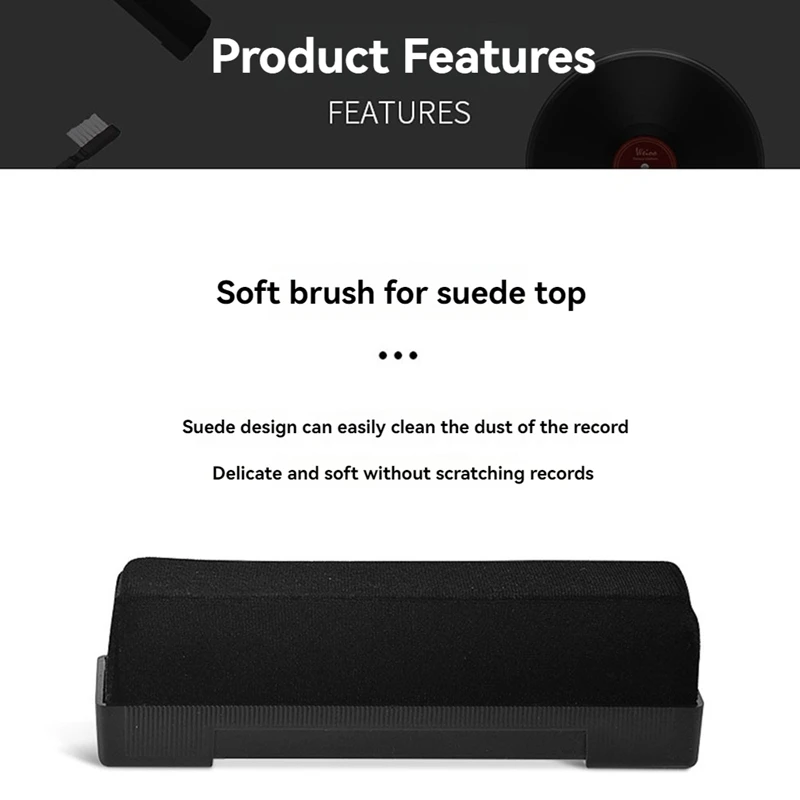طقم تنظيف سجل الفينيل، مزيل الغبار المضاد للكهرباء الساكنة للأقراص الدوارة، فرشاة تنظيف فعالة، مزيل الغبار