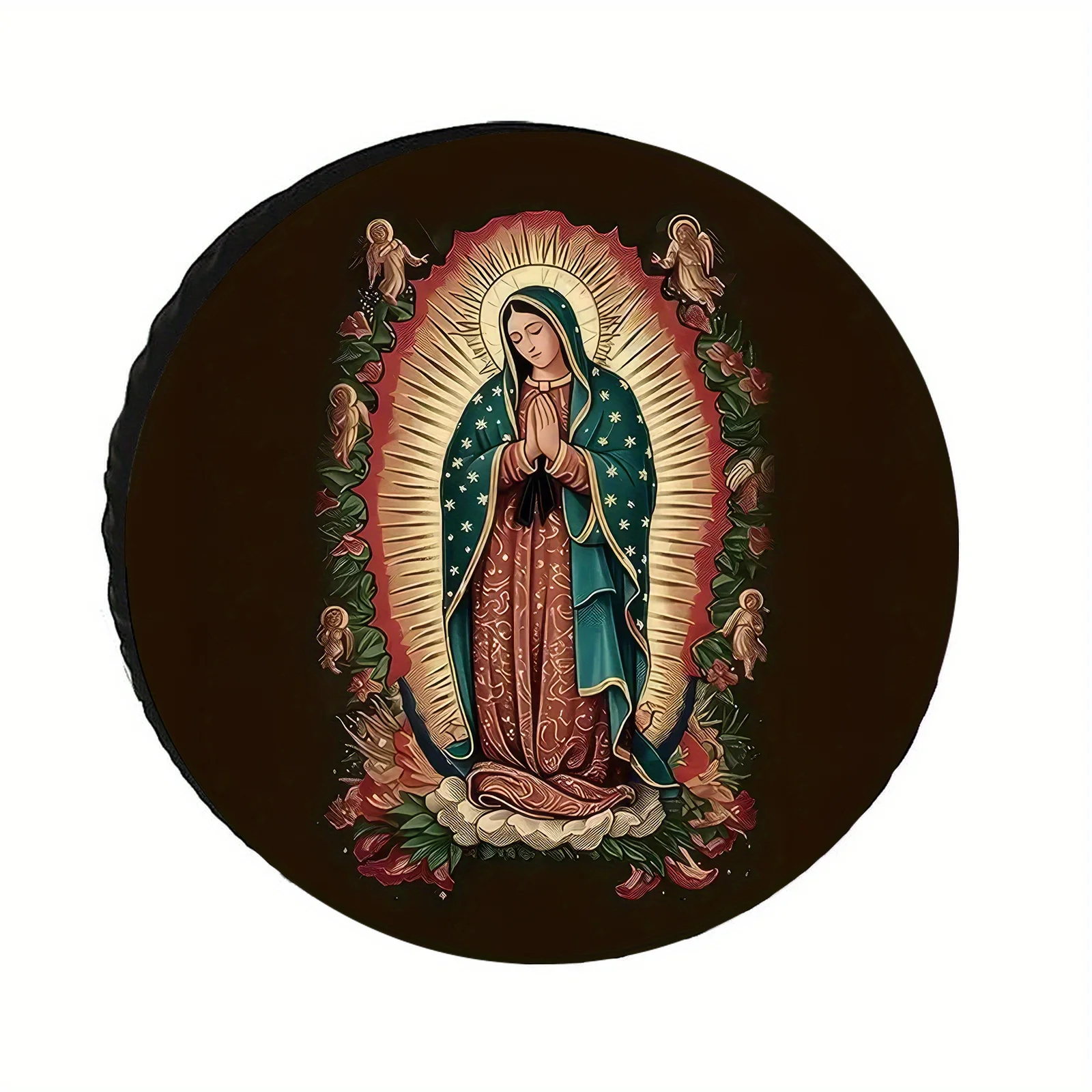 

Чехол для шины Богоматери Гваделупской, религиозное искусство, протектор, прочный полиэстер, водонепроницаемые автомобильные аксессуары