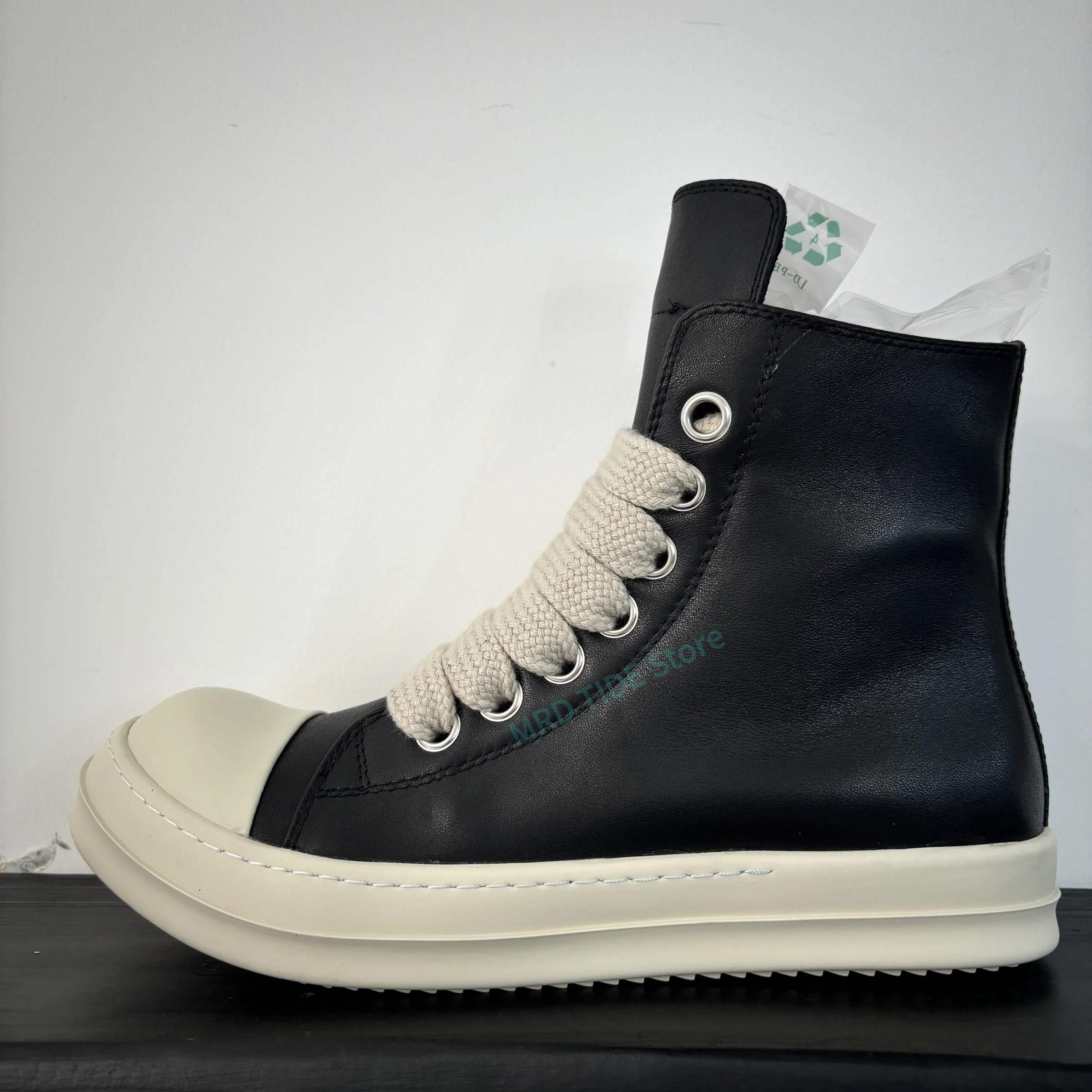 

Мужская повседневная обувь для женщин, натуральная кожа, толстые шнурки, базовые высокие ботильоны, винтажные роскошные дизайнерские кроссовки Owens