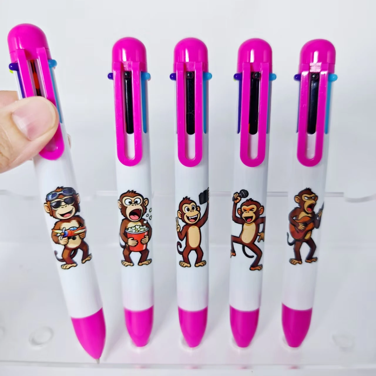 6 قطعة/11 قطعة قرد مضحك متعدد الألوان قلم حبر جاف يومي مكتب طالب تعلم القرطاسية هدية القلم