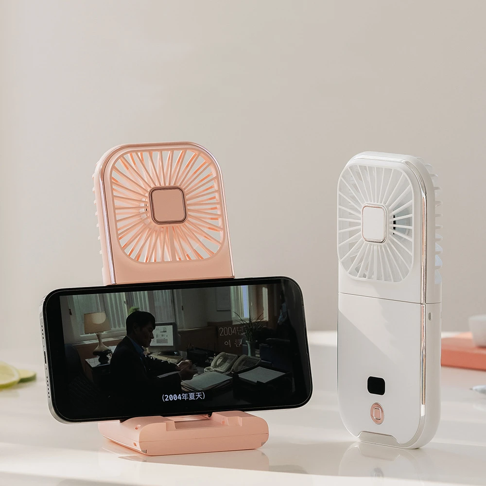 Mini Handheld Small Fan with Low Noise Compact and Portable USB Charging Hanging Neck Fan Four Speed Adjustable with Power Bank