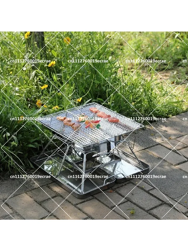 Foldable Stainless Steel Camping Stove Portable Outdoor BBQ Grill Fire Pit Wood Burning Picnic Barbecue Equipment