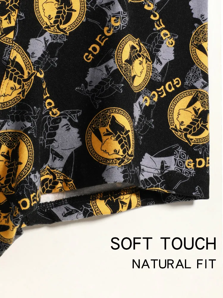 5pcs of luxurious gold chain letter print, pure cotton soft, skin friendly, comfortable and breathable men\'s flat underwear