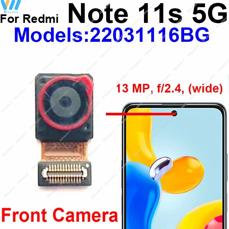 Front & Back Rear Main Camera For Xiaomi Redmi Note 11S 4G 5G Back Main Front Facing Camera Module Flex Cable Repair Parts 11S