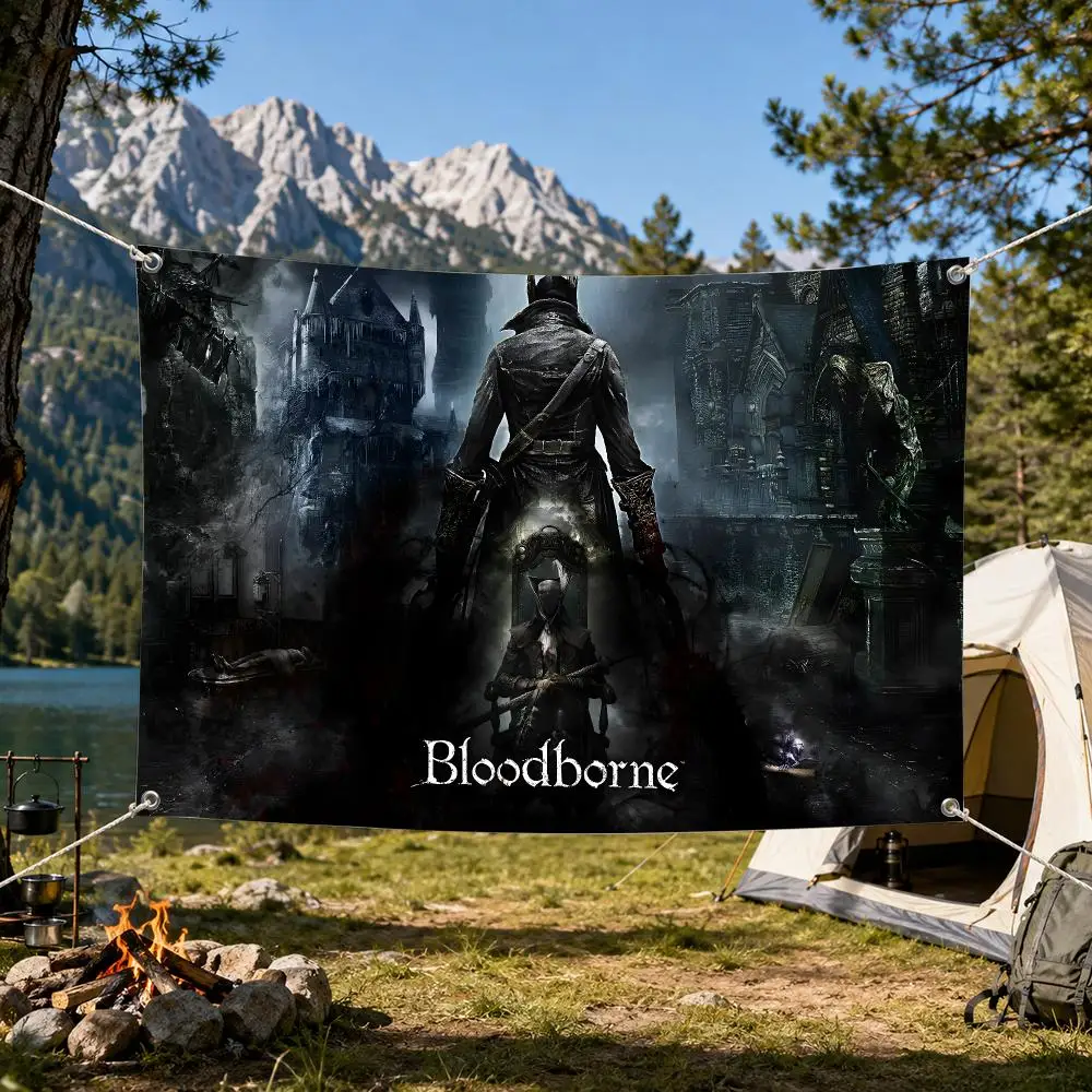 Blood-borne game Flags Aesthetic Wall Tapestry Printed Wall Hanging Living Room Party Outdoor Decor
