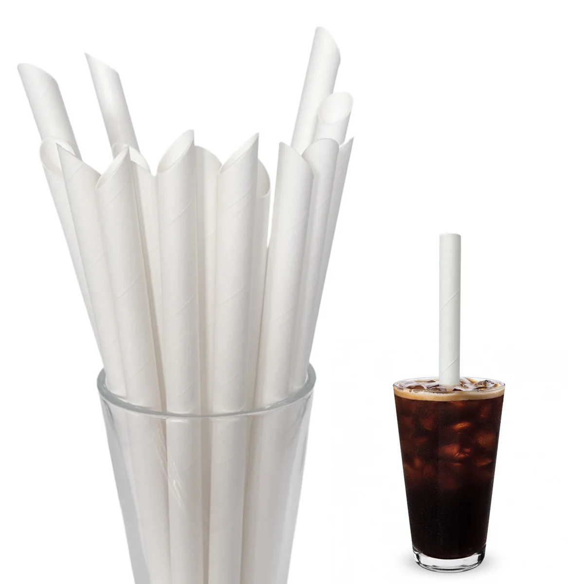 2000pcs Paper Straws White 12mm*190mm Single Packing Coffee Wine Restaurant Birthday Bar Party Wedding Bar Pub DrinkwareSupplies