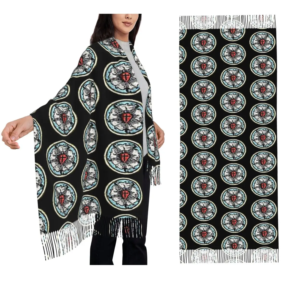 

Мартин Лютер Роза Лютеран Символ Проблемная Крейда 5-Солза Шарф Шарфы с кисточками Шали и накидки Длинная осенне-зимняя шаль