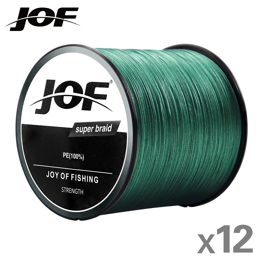 

JOF 12 Strands Braided Fishing Line 1000M PE Fishing Line 33-149.9LB Multifilament Fishing Line Smooth