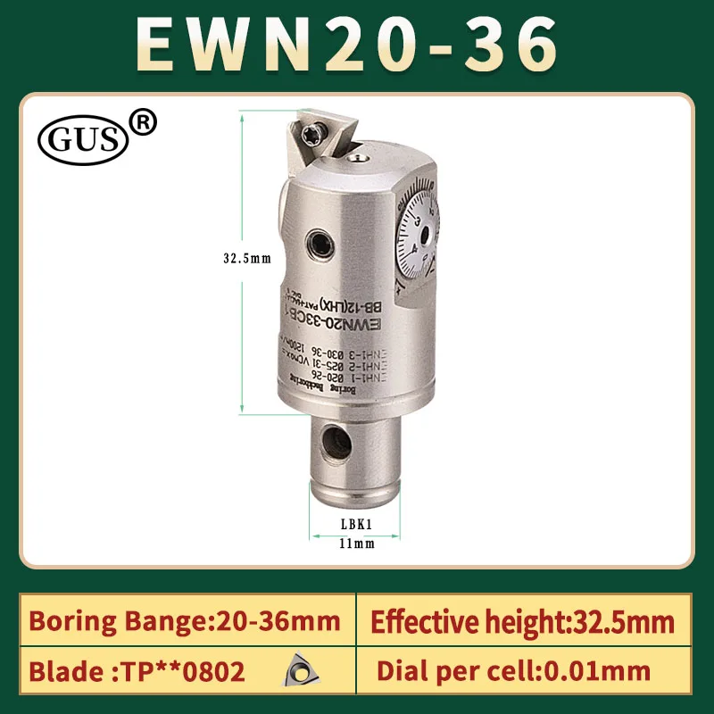 GUS Boring head EWN20 EWN25 EWN32 EWN41 EWN53 EWN68 Lathe Tool Holder And Inserts CKB1 2 3 4 5 6 LBK Fine Tuning Accuracy  0.01