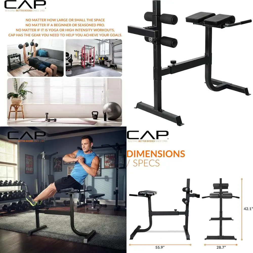 

Тренажер «Римская скамья» Cap Strength – регулируемая скамья для пресса и ягодиц, сверхпрочная, выдерживает нагрузку до 136 кг – черный и серый