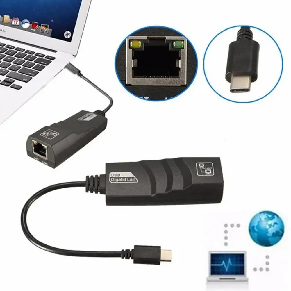 

Проводная сетевая карта USB 3,0 Type C к RJ45 LAN Ethernet адаптер для ПК Windows ноутбука B5W5