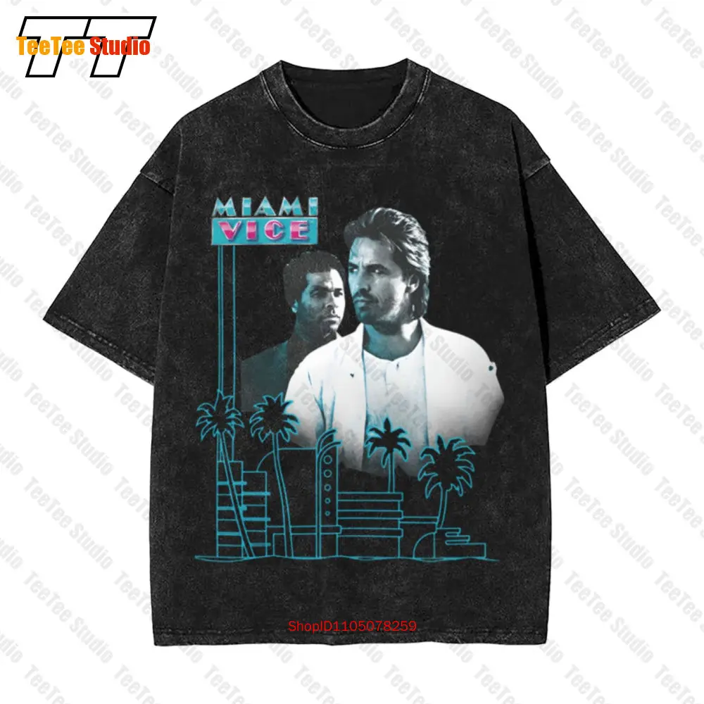 Camiseta extragrande vintage del programa de televisión de Miami Vice Looking Out RRN5