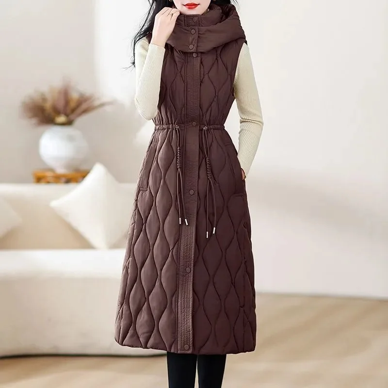 New Autumn Women Vest Winter Puffer Parkas Coat Casual Pocket Hooded Waistcoat Female Sleeveless Jacket Outerwear