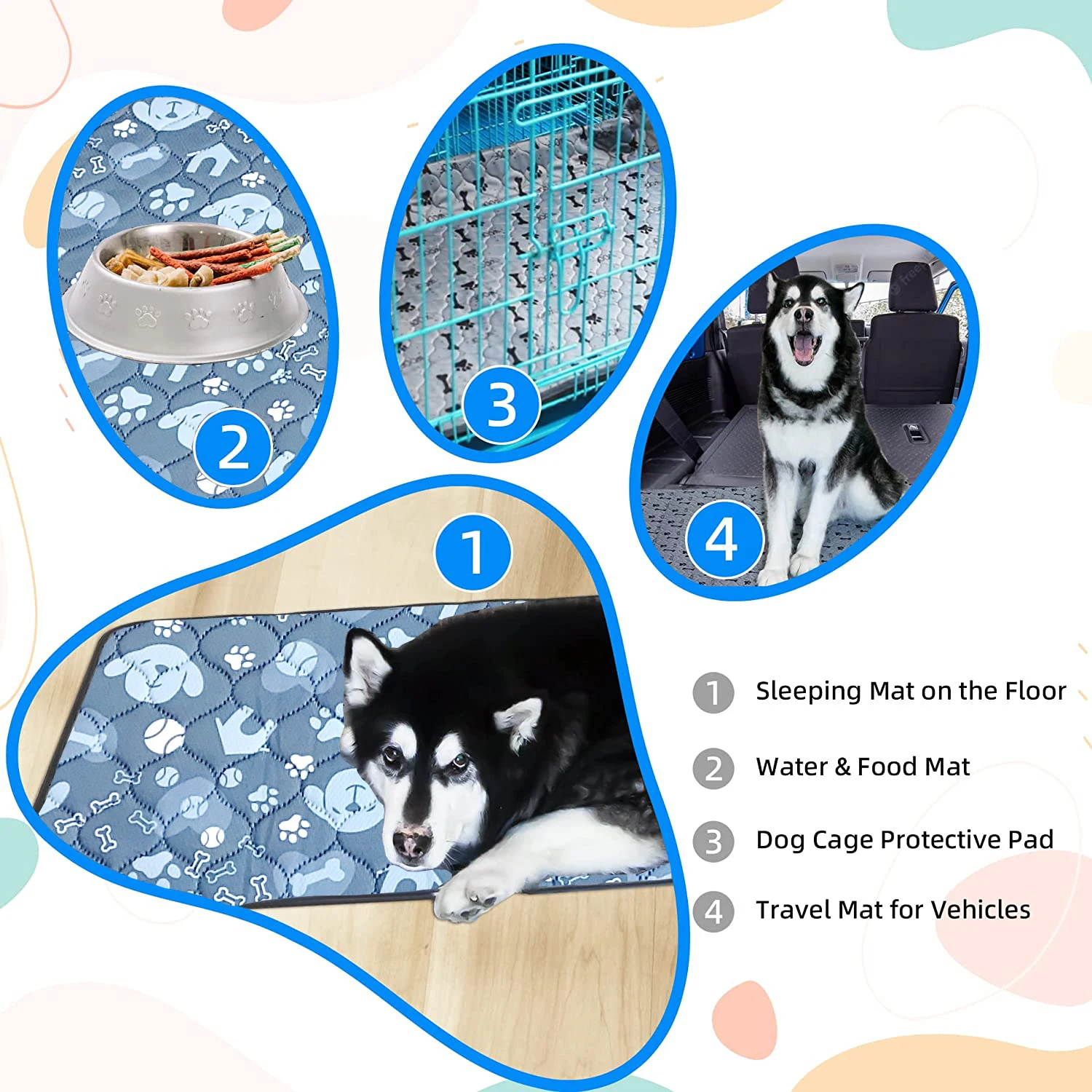 Washable Dog Pads Absorbent Diaper Outdoor Portable Pets Sleeping Mat Reusable Anti Slip Pet Pee Pad for Small Medium Large Dog