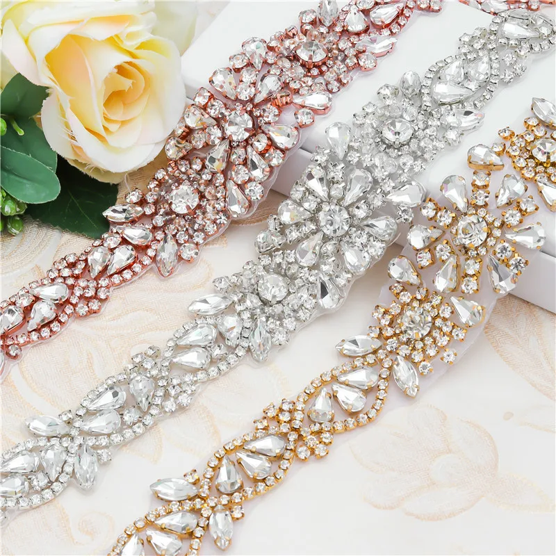 

EU DIY Self-Adhesive Rhinestone Bridal Waist Cincher for Wedding Dresses, Luxury Embellished Apparel Accessories