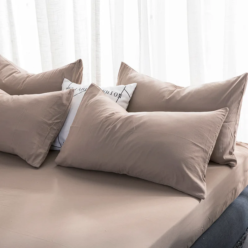 48x74cm Solid Color Soft Pillowcase Standard Size Envelope Closure Bed Pillow Cover Breathable Smooth Fabric Single New