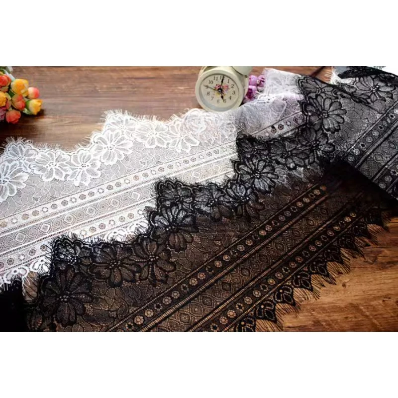 

(1 yards/roll) Lace fabric 2024 high quality export method single light eyelashes clothing accessories home bed curtain splicing