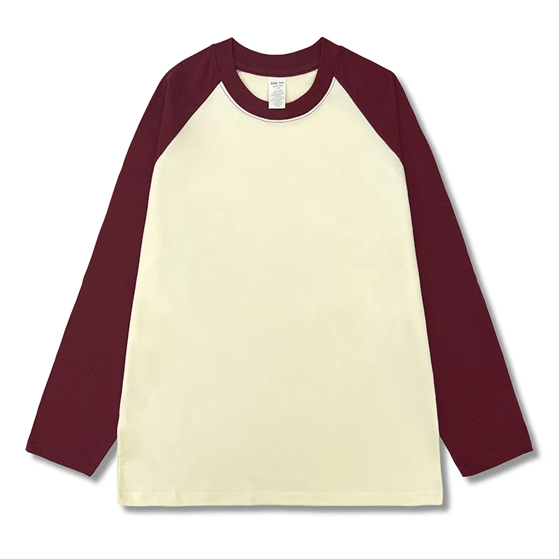 200GSM 100% Cotton Fabric 2024 New Autumn Fashion Women\'s O Neck T-Shirt Female Loose Long Sleeve Shirt Patchwork Style Tops