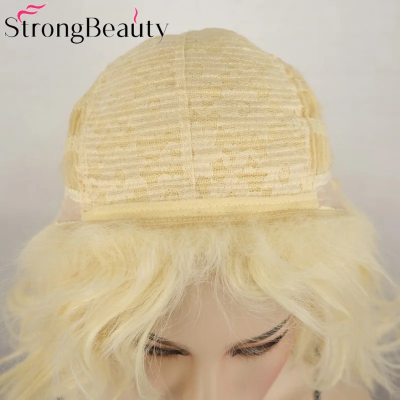 شعر مستعار اصطناعي طويل مجعد من سترونج بيوتي، شعر مستعار أشقر، شعر مستعار كوسبلاي لحفلات الهالوين للنساء