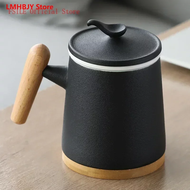 LMHBJY LMHBJY 450ml Large Capacity Ceramic Tea Cup with Lid, Household High-temperature Resistant Water Cup, Ceramic Mug