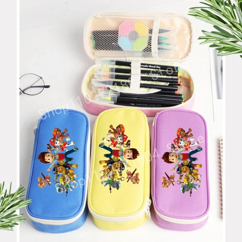 PAW Patrol Laminated Pencil Case Cute Cartoon Print  Double-deck High-capacity Pen Bag Holiday Gifts for Child Anime Peripherals