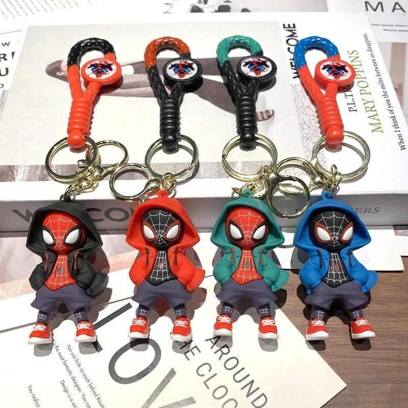 

Marvel Spider Man Keychain Decoration Anime Action Figure Cute Toy Q Figural Car Key Bag Decoration Model Children Birthday Gift