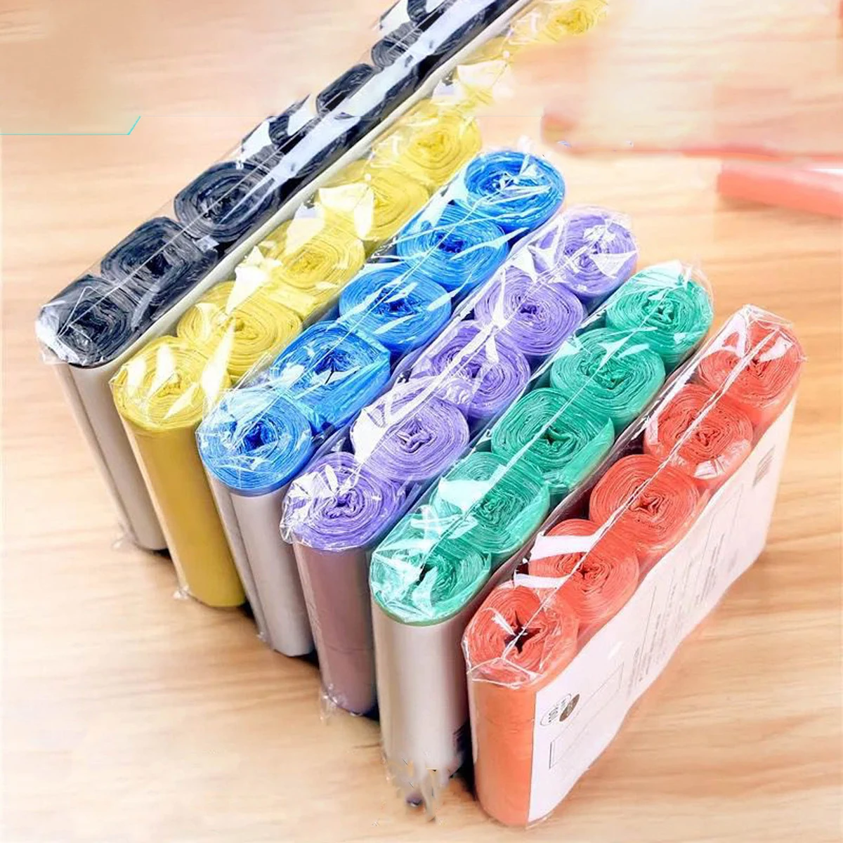 15 rolls/150pcs household flat mouth disposable color thickened garbage bag, hotel household special offer plastic bag
