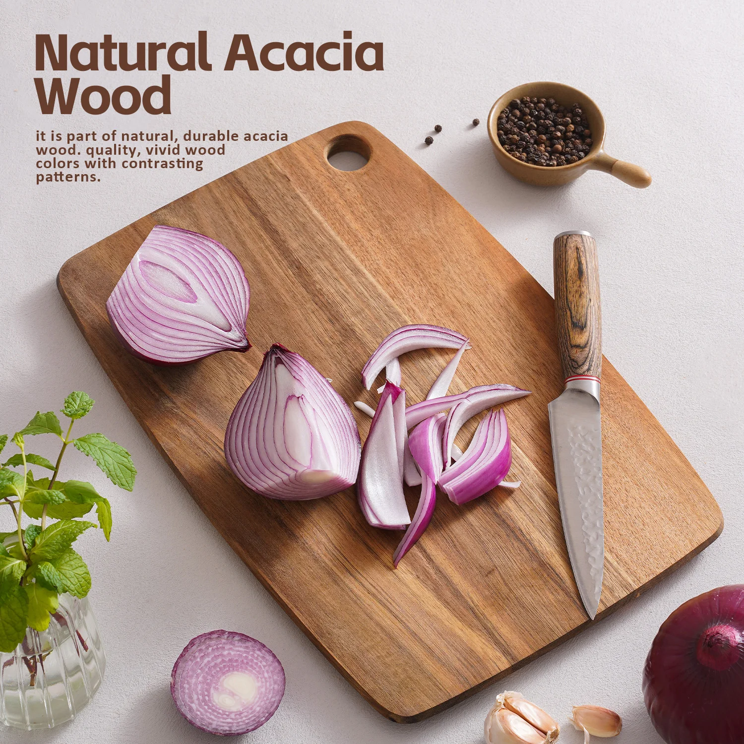 

Large Acacia Wood Cutting Board Wooden Charcuterie Board for Bread, Cheese, Meat, and Fruits, Food Serving Tray for the Kitchen