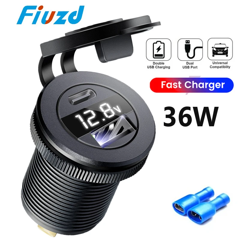 Usb socket in the car Quick Charge PD 3.0 Power Outlet with LED Voltmeter for 12V 24V Boat