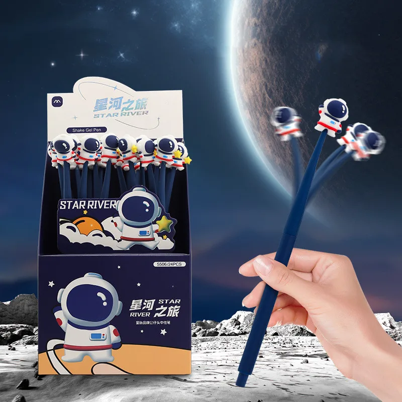 

24 pcs/lot Creative Astronaut Gel Pen Cute 0.5mm Black Ink Neutral Pens For Writing Office School Supplies