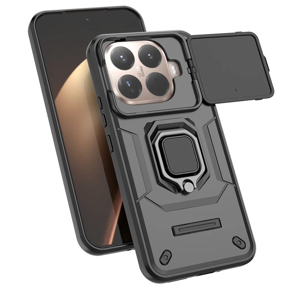 Rutsche Kamera Rüstung Funda für Xiaomi 15T Pro 5G Fall Ring Ständer Halter Schutz Zurück Abdeckung für Xiaomi 15T stoßfest Capa