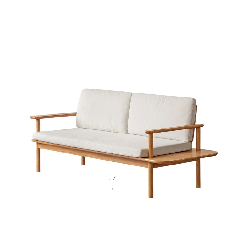 

Solid wood sofa small apartment three-person sofa log wind winter and summer dual-purpose straight-row sofa