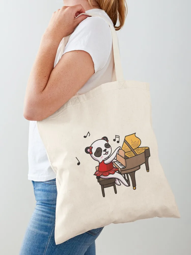 

Panda Playing Piano Tote Bag custom tote bag tote bag screen Canvas stote Women's beach bags