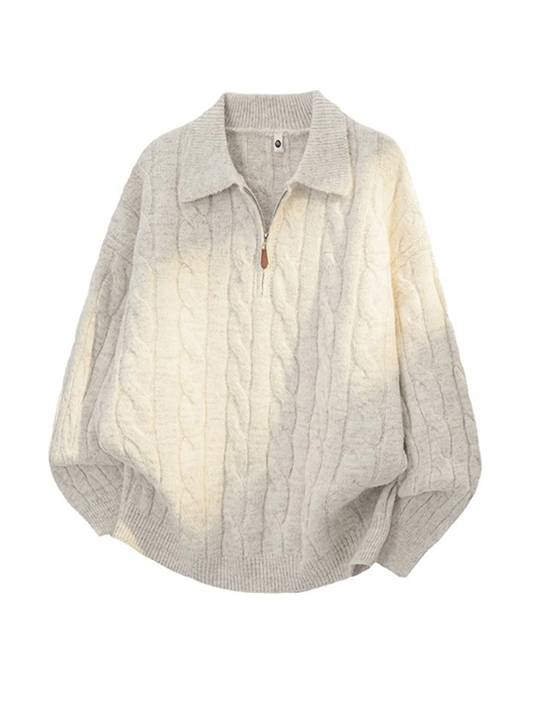 

Мужской зимний свитер в американском ретро-стиле с молнией, теплый вязаный джемпер с воротником, мягкий полиэстер, в стиле Old Money