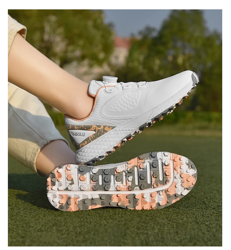 Weiße Golfschuhe für Herren und Damen, wasserdichte Golf-Turnschuhe, rutschfeste Golf-Turnschuhe ohne Spikes, Leder, Outdoor-Sport, Leder-Golfschuhe – Detail 11