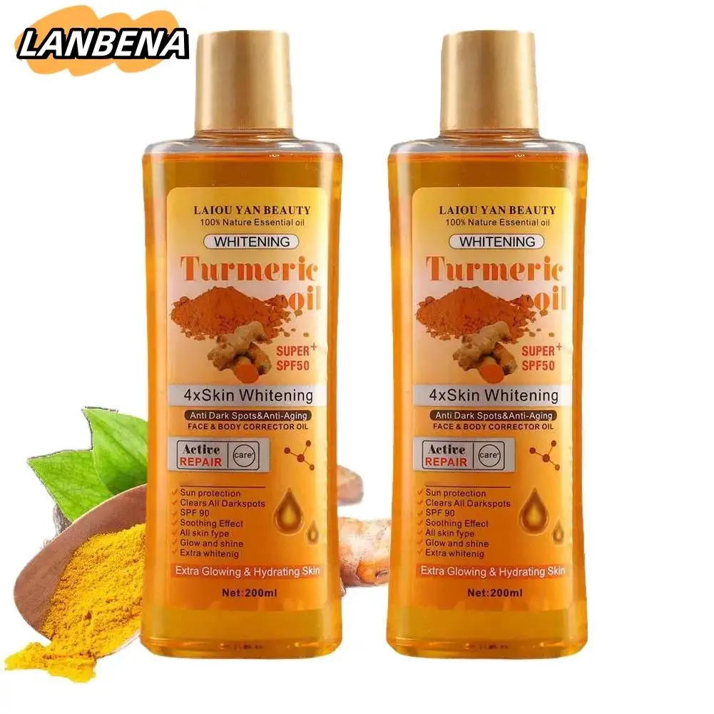 

LANBENA 2Pcs Turmeric Essential Oil 400ml For Face & Body Anti Dark Spots Anti Aging 100% Natural Oil Skin Whitening Hydrating