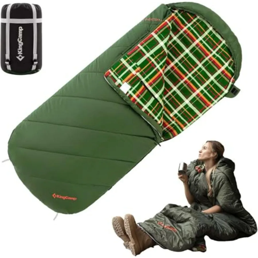 

Sleeping Bag for Adults, Cold Weather Warm Extra Wide Big Tall XL Portable Waterproof Flannel Sleeping Bags, Essentials Gear Ac