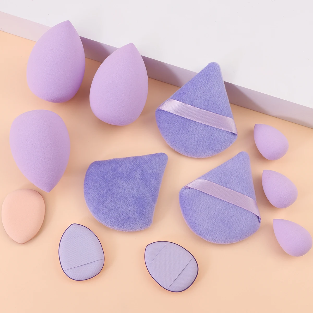 Juego combinado pequeño, mediano y grande, 12 Uds., esponja de maquillaje esencial para principiantes, juego de esponjas cosméticas, esponja para base de maquillaje