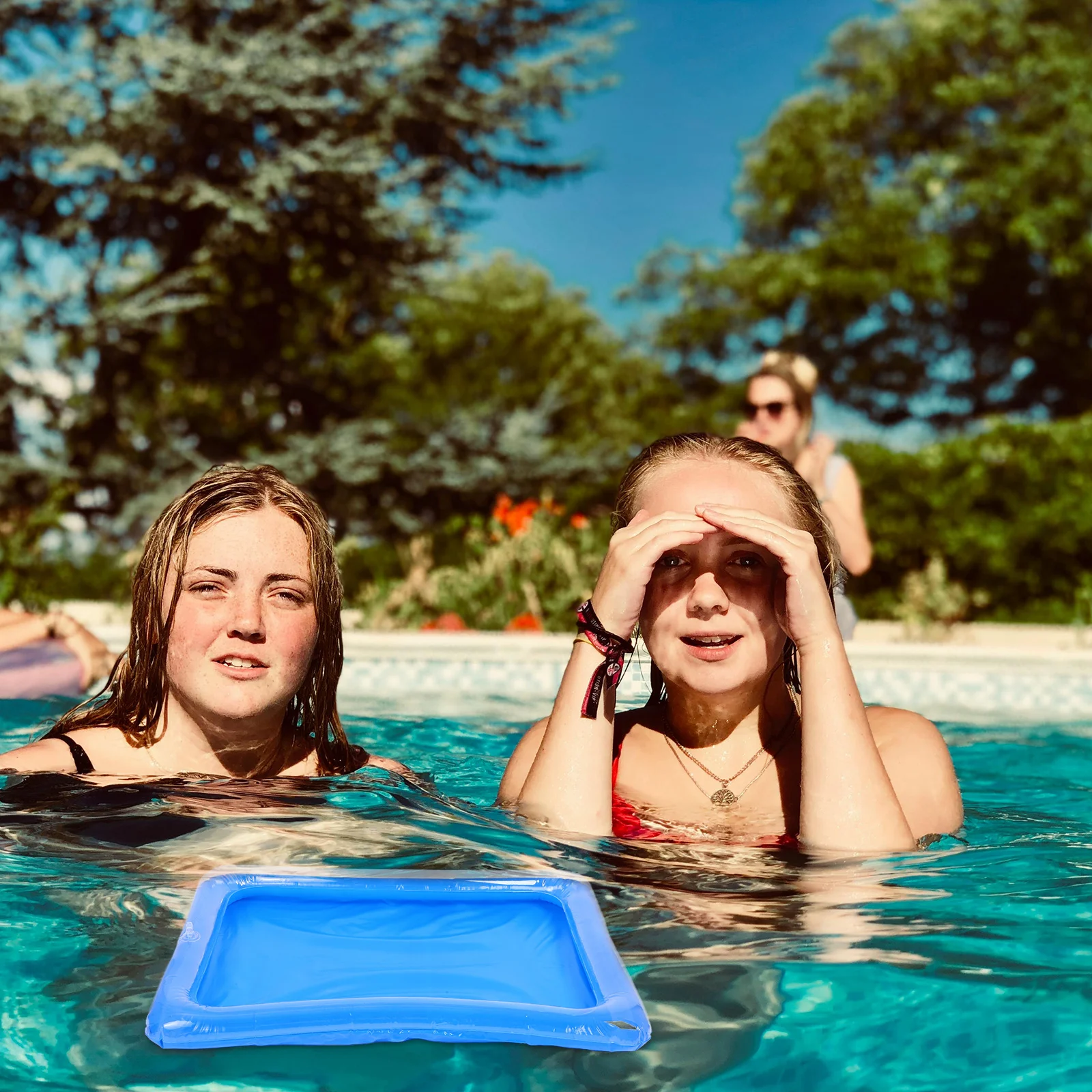 نفخ علبة بوفيه الثلج سلطة برودة مستطيلة 18.8x16.5 بوصة تجمع حفلة عائمة الغذاء شرب صينية شواء نزهة تخدم بار #2