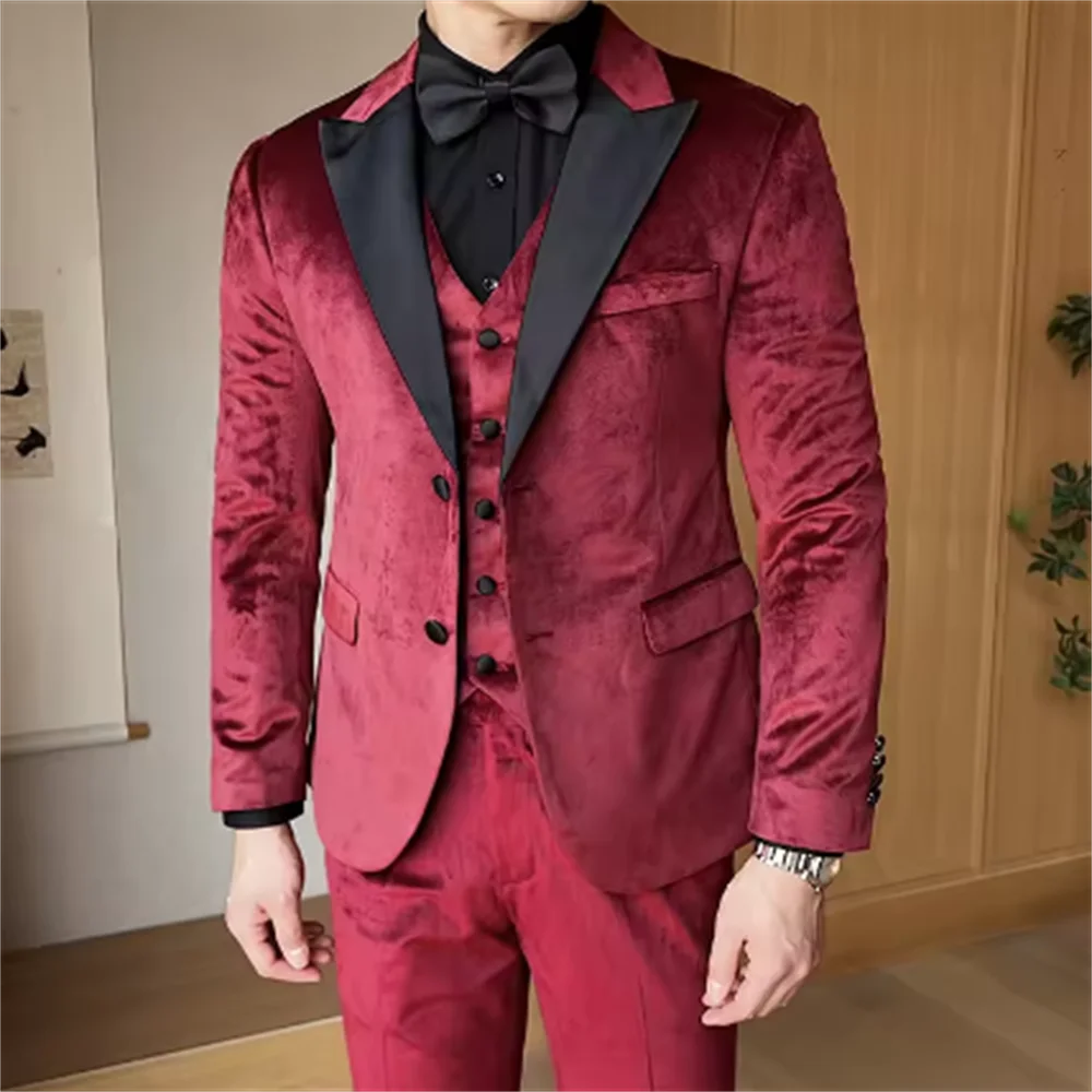 

Высококачественное, модное и стильное бархатное вечернее платье, мужской деловой костюм, комплект костюма-двойка на двух пуговицах.